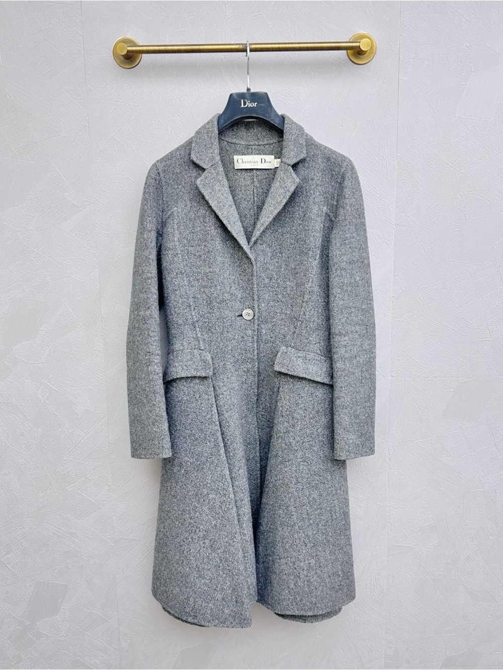 Dior Gray Wool-Blend Single-Button Trench Coat